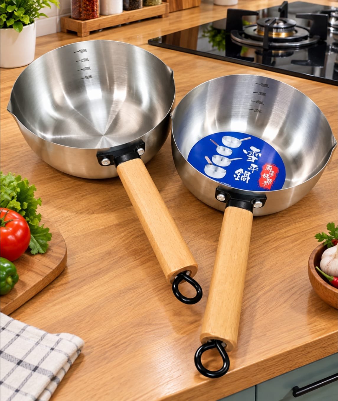 Ss Milkpan with wooden handle