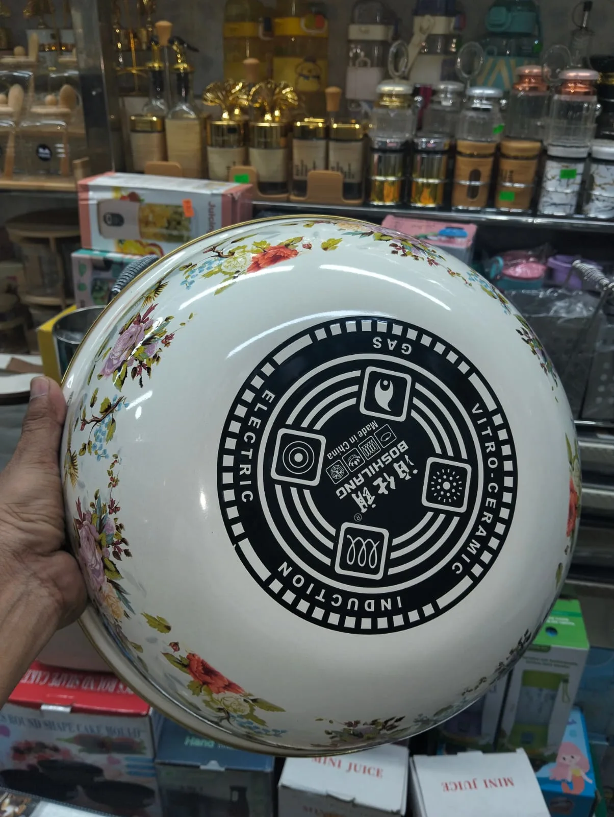 Enamal bowl with glass lid-2 - Image 3