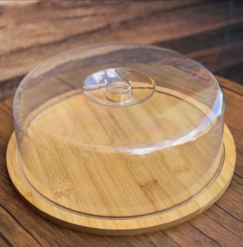 Wooden serving plate with Fiber lid - Image 2