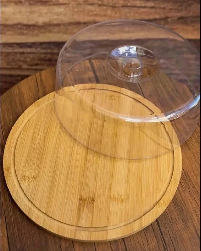 Wooden serving plate with Fiber lid - Image 3